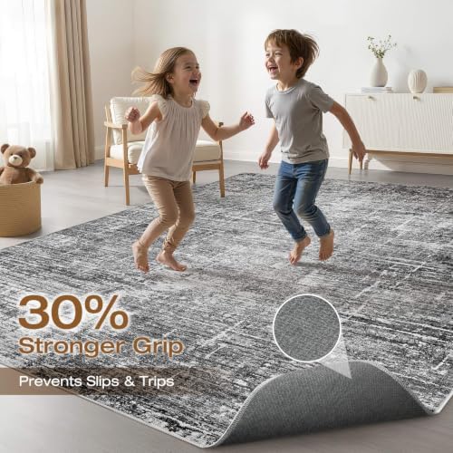 LOONGRUG 10x14 Area Rugs Washable Neutral Modern Rug for Living Room Black - Image 3