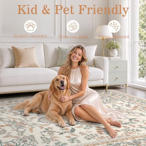 DCX Orange and Beige Washable 5x7 Rug for Living Room - Image 5