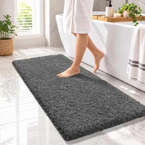 Yimobra Bathroom Runner Rug Non Slip 56x24, Bath Mat, Light Gray&Black Gray by Yimobra