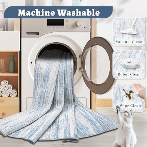 Area Rug 8x10 Living Room Rugs: Washable Modern Rug Large Non-Slip Soft Rugs Stain Resistant Printed Rug Indoor Carpet for Bedroom Kitchen Dining Room Nursery Playroom Home(Blue, 8'x10') - Image 4