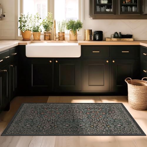 entryway Rug 3×5 Washable Green Kitchen Small Rugs - Image 3