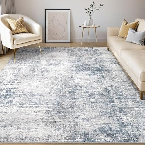 kakania Abstract 10x12 Area Rugs for Living Room: Washable Rugs Blue Grey by kakania