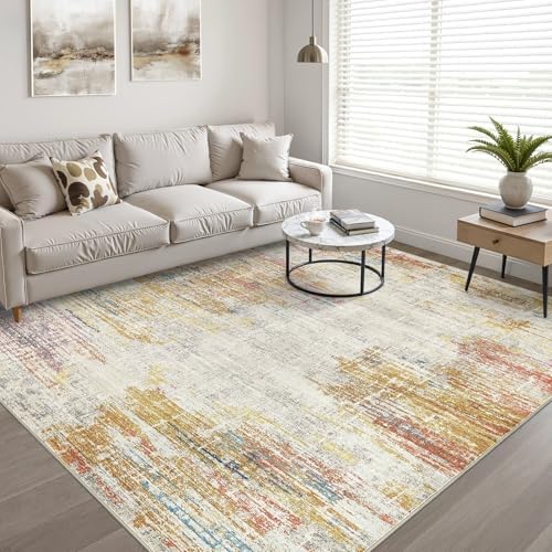 LOONGRUG 8x10 Area Rugs Washable Neutral Modern Living Room Rug Gold Multi - Image 6