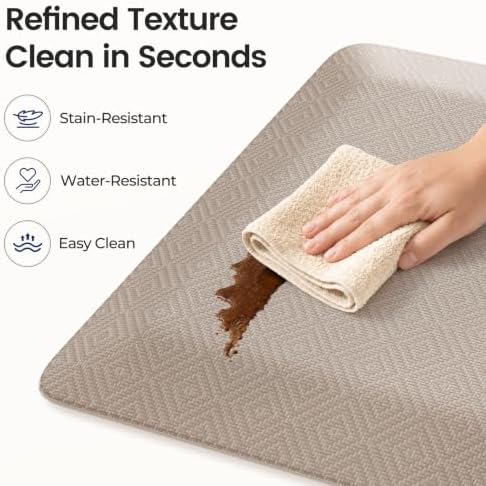 1" Extra Thick Anti Fatigue Kitchen Mats for Floor Standing Desk Mat, Khaki - Image 6