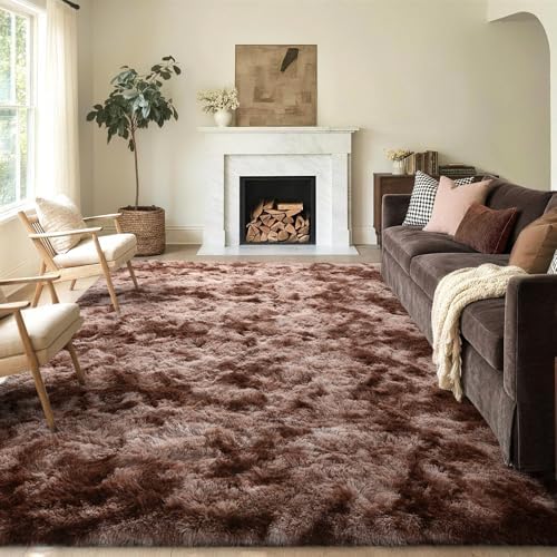 FinRèc Home 5x8 Non-Slip Fluffy Area Rugs for Living Room (Brown) by FinRe%CC%80cHome