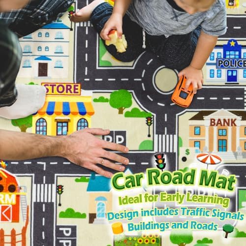 6'x9' Car Rug Play Mat for Kids, Road Traffic Playmat for Kids Room - Image 5