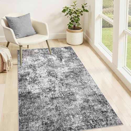 DMOYEST 3x5 Entryway Area Rug Washable Abstract Grey Small Carpet by DMOYEST