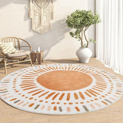 Poowe Cute Point Rings Kids Rug Round Alphabet Soft Area Rugs for Bedroom (Round 39.4") - Image 3