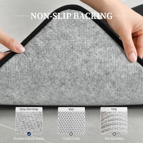 YIHOUSE 2 Piece Memory Foam Bathroom Rug Set, Cushioned Bath Mat, Black - Image 5
