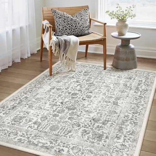 PureCozy Black Small Area Rug 4x6 Vintage Floral - Image 2