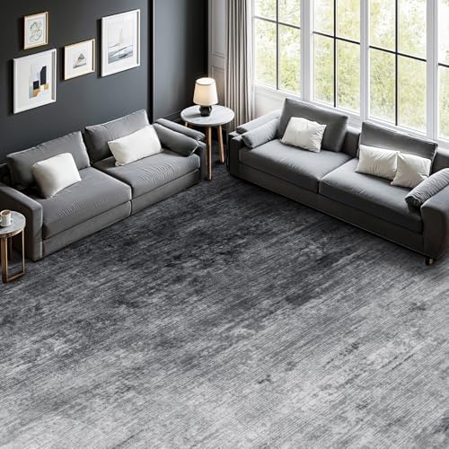 5x7 Washable Area Rug, Gray Solid Area Rugs for Living Room & Bedroom by LIANLAM