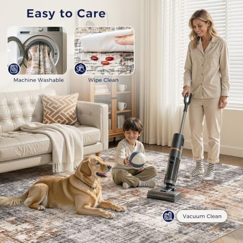 DMOYEST Area Rug Living Room Rugs - 12x15 Washable Large Soft Indoor Neutral Modern Abstract Low Pile Rug Carpet for Bedroom Dining Room Farmhouse Home Office - Grey Brown - Image 5