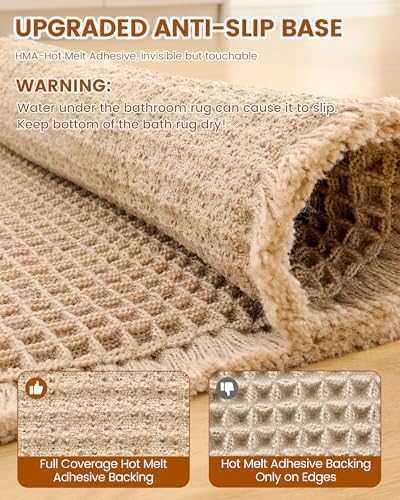 Smiry Waffle Bathroom Rugs Sets 2 Piece (36x24+30x20, Brown) - Image 5