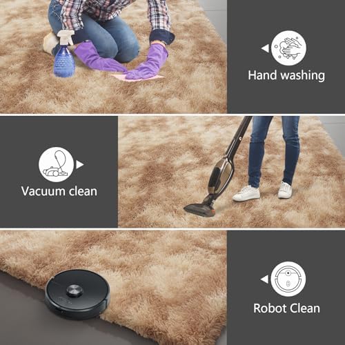 Shag Runner Rug for Bedroom Living Room 2x6 Upgrade Non-Slip Fluffy Soft Bedside Rugs,Mottling Camel Shaggy Carpet for Livingroom Dorm Home Decor Aesthetic - Image 5