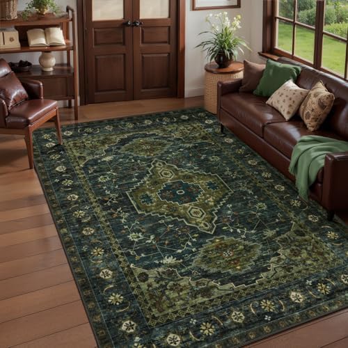 Tangsoo Green 8x10 Washable Area Rugs for Living Room, Non Slip Large Rug - Image 2