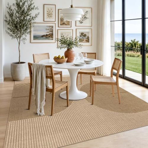 Easy Jute Rug for Pet Homes: 7x7 Outdoor Rug - Geometric Arch Pattern - Image 3