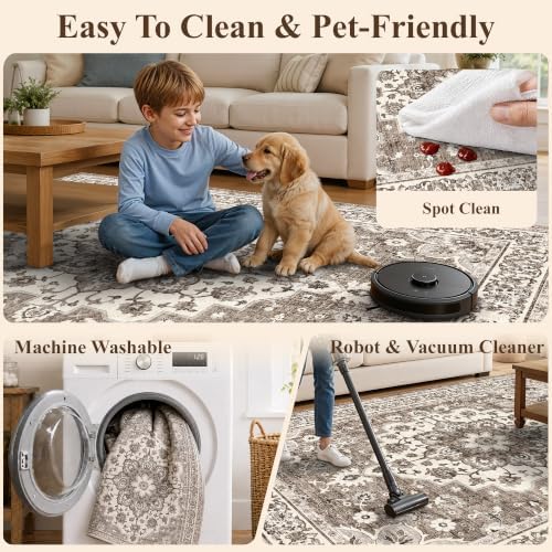 4x4 Washable Entry Rug: Area Rugs for Kitchen Bedroom Bedside Bathroom - Image 4