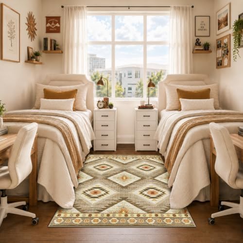BESTSWEETIE 4'x6' Washable Area Rug for Living Room Bedroom Cream/Camel by BESTSWEETIE
