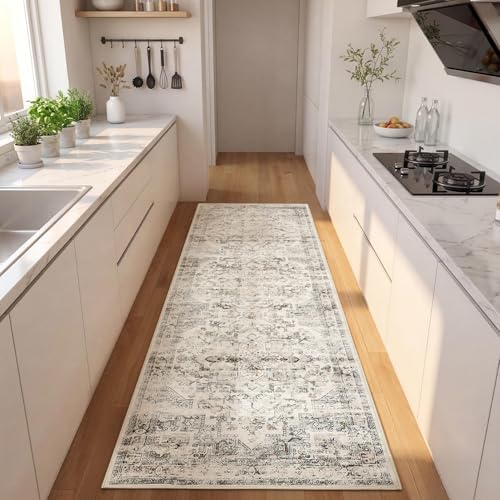 GarveeHome Washable Rug Runner 2x6 Vintage Runners for Hallways Beige - Image 3