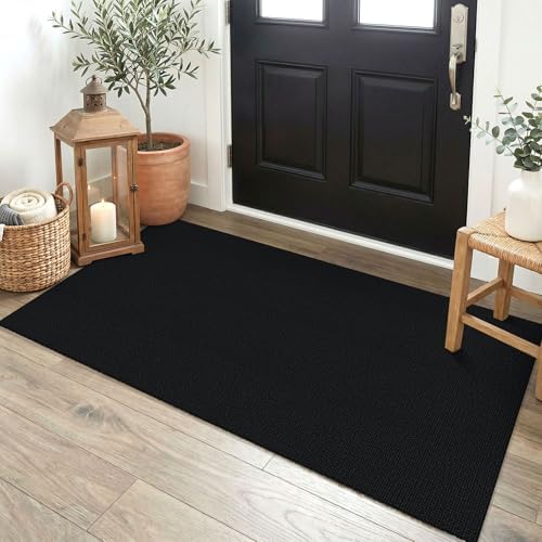 EARTHALL Washable Runner Rug, Non Slip Backdoor Rug, 2x4 Ft, Black Heather by Unknown