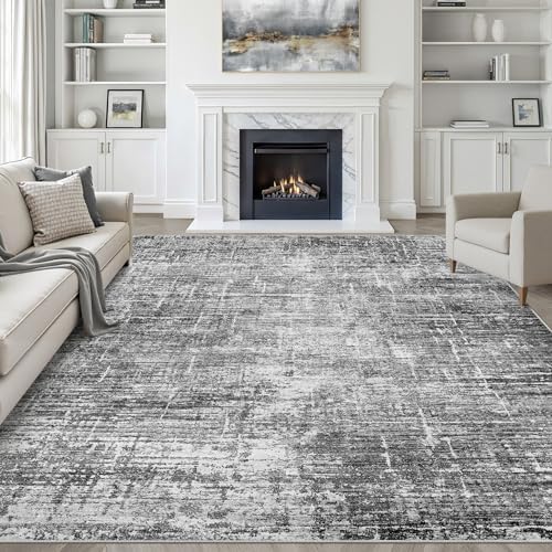 LOONGRUG 9x12 Area Rug Washable Neutral Modern Rug for Living Room Black by LOONGRUG