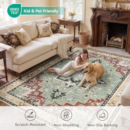 Lofus 8x10 Area Rugs for Living Room and Bedroom, Beige Washable Carpets - Image 6
