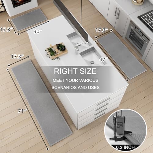 SUMLANS Kitchen Mat 1 PCS for Floor, Washable Non Slip Rugs, Grey - Image 3