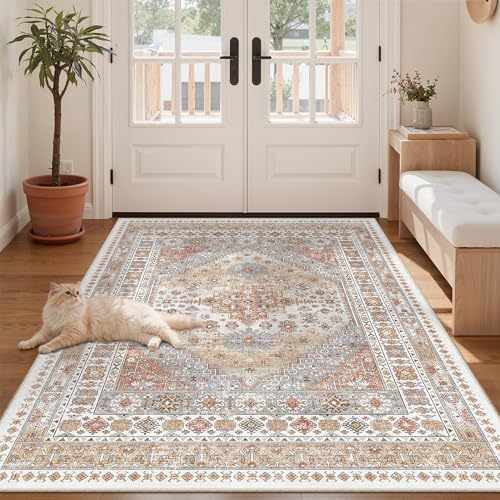 zesthome 4x6 Area Rug for Entryway,Washable Kitchen Rug,Orange - Image 4