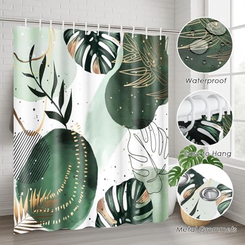 Bathroom Sets with Shower Curtain and Rugs Set of 4 Boho Sage Green - Image 6