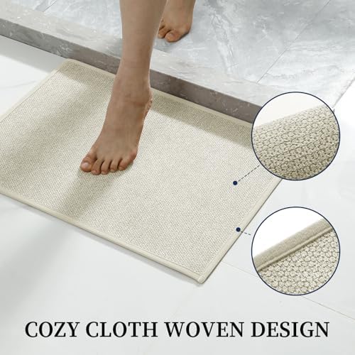 YIHOUSE Beige Bathroom Rugs Sets 5 Piece, Quick Dry Thin Bath Mat with Toilet Rug, Non Slip Absorbent Machine Washable, Bath Runner Rugs for Bathtub Sink Home Decor - Image 3