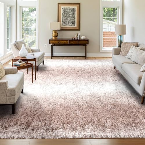 FinRèc Home 5x7 Non-Slip Fluffy Area Rugs for Living Room (Striped Beige) by FinRe%CC%80cHome