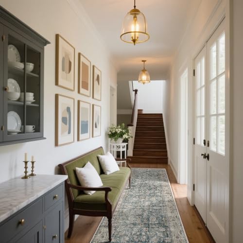 Washable Kitchen Rug Runners for Hallways: 2'x10' Bedroom Rug with Non Slip Backing Low-Pile Soft Indoor Floor Carpet Runner for Indoor Entryway Hallways Kitchen Laundry Room Farmhouse - Image 5