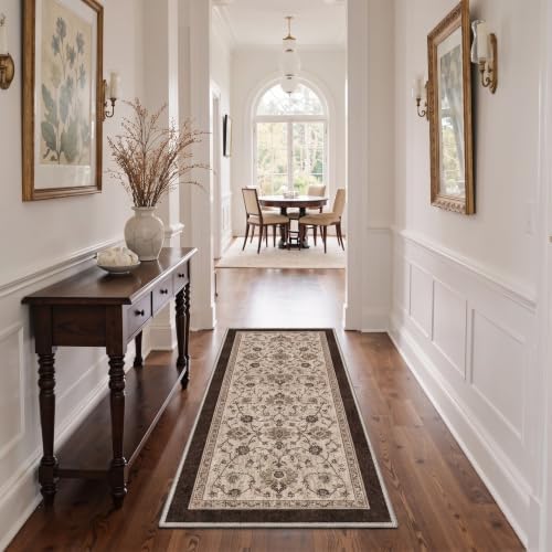 Bavni 2X5 Washable Hallway Runner Rug, Boho Vintage Floral Non Slip - Image 2