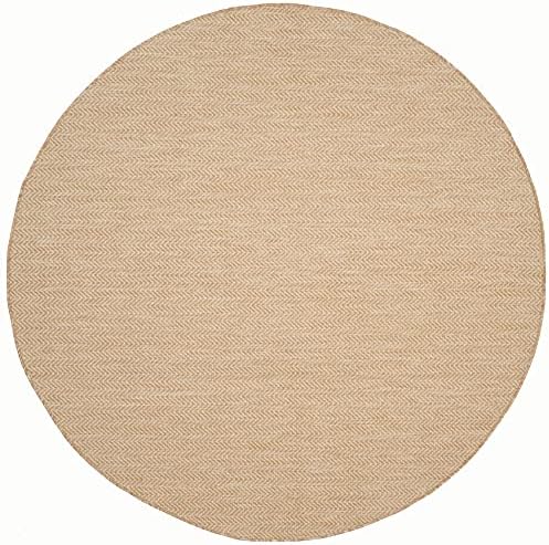SAFAVIEH Courtyard Outdoor Round Rug 9', Natural & Cream CY8022-03012 - Image 3