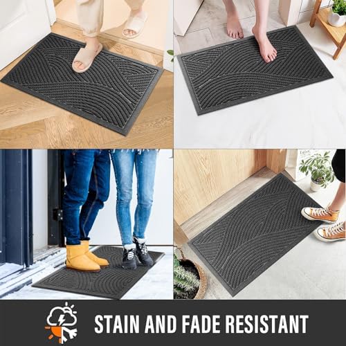 HIYARD Sturdy Front Door Mat, Absorbent Muddy Dirt Resist Welcome Door Mats Outdoor Indoor, Stain and Fade Resistant, Non-Slip Backing Entry Mat Low Profile Doormat for Entryway, 29×17, Grey - Image 4