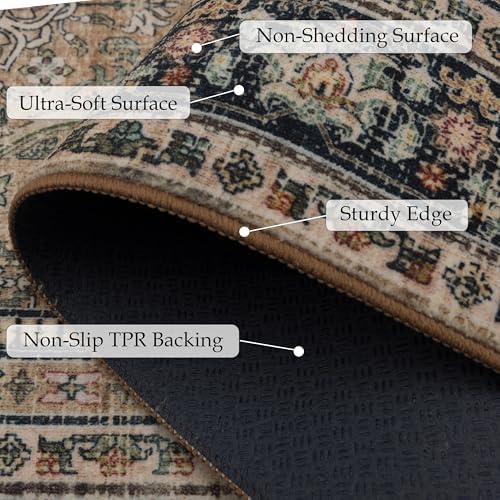 Ruaruarug Washable Area Rug 4×6 for Living Room, Ultra Soft, Vintage Brown - Image 2