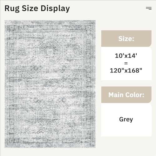 Soalmost 10x14 Area Rugs for Living Room Washable Rug Non-Slip Grey - Image 5