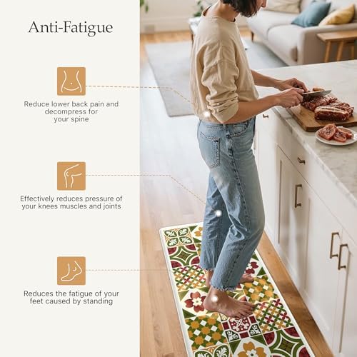 GENIMO Anti Fatigue Kitchen Mats for Floor 2PCS, Standing Rugs, Light Green - Image 4