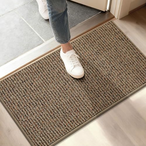 BEQHAUSE Dirt Trapper Door Mat 17" x 30", Non-Slip Doormats, Beige by BEQHAUSE