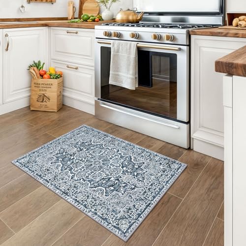 KUTA Entryway Rugs Indoor Washable Small Area Rug 2x3 Blue Entrance Carpet - Image 4
