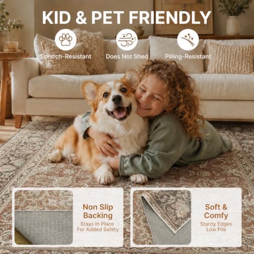 2x3 Area Rug Washable Vintage: Non Slip Throw Rugs for Entryway - Image 3