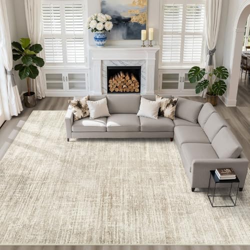 LOONGRUG 10x13 Area Rug Washable Neutral Modern Rug for Living Room Beige by LOONGRUG