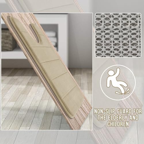 Yimobra Memory Foam Toilet Bath Mat U-Shaped, Soft and Comfortable, Super Water Absorption, Non-Slip, Thick, Machine Wash and Easier to Dry for Bathroom Commode Contour Rug, 24 X 20, Light Tan - Image 6