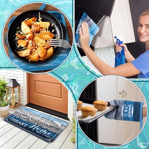 Fourluoo 10 Pcs Rustic Blue Kitchen Decor Set - Image 5