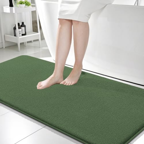 OLANLY Memory Foam Bathroom Runner Rugs 59x24, Long Bath Mats, Olive Green by OLANLY