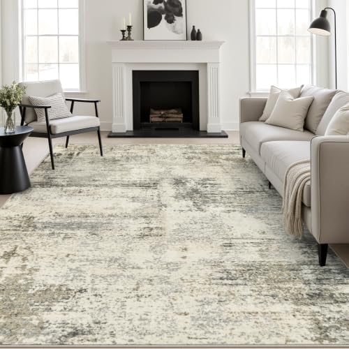 10x14 Area Rug Living Room: Modern Washable Soft Carpet Ash Brown by FXRHLP