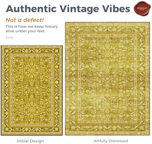 OPPODREAM Vintage Yellow Area Rugs 4x6, Washable Rug for Living Room - Image 3