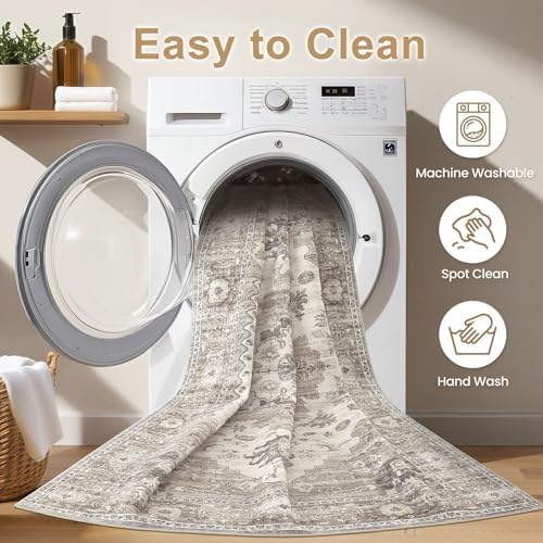 EIEIHOUSE 10x14 Area Rug Washable Vintage Rugs for Living Room Brown/Beige - Image 5