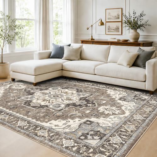 6x8 Area Rug for Living Room: Large Vintage Non-Slip Washable Rugs for Bedroom Dining Room Soft Low Pile Stain Resistant Indoor Accent Carpet Floor Mat for Nursery Playroom Home Office Dorm(Beige,6x8) - Image 3