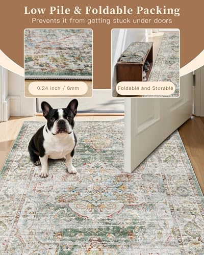 Madane Washable Runner Rugs 2x10 Long for Hallway Kitchen, Green - Image 6